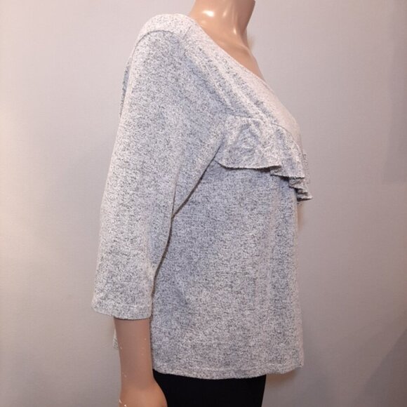 3/$20 ONLY Ruffled Flounce Knit Top Boat Neck 3/4 Sleeve Super Stretchy Pullover - Picture 12 of 16